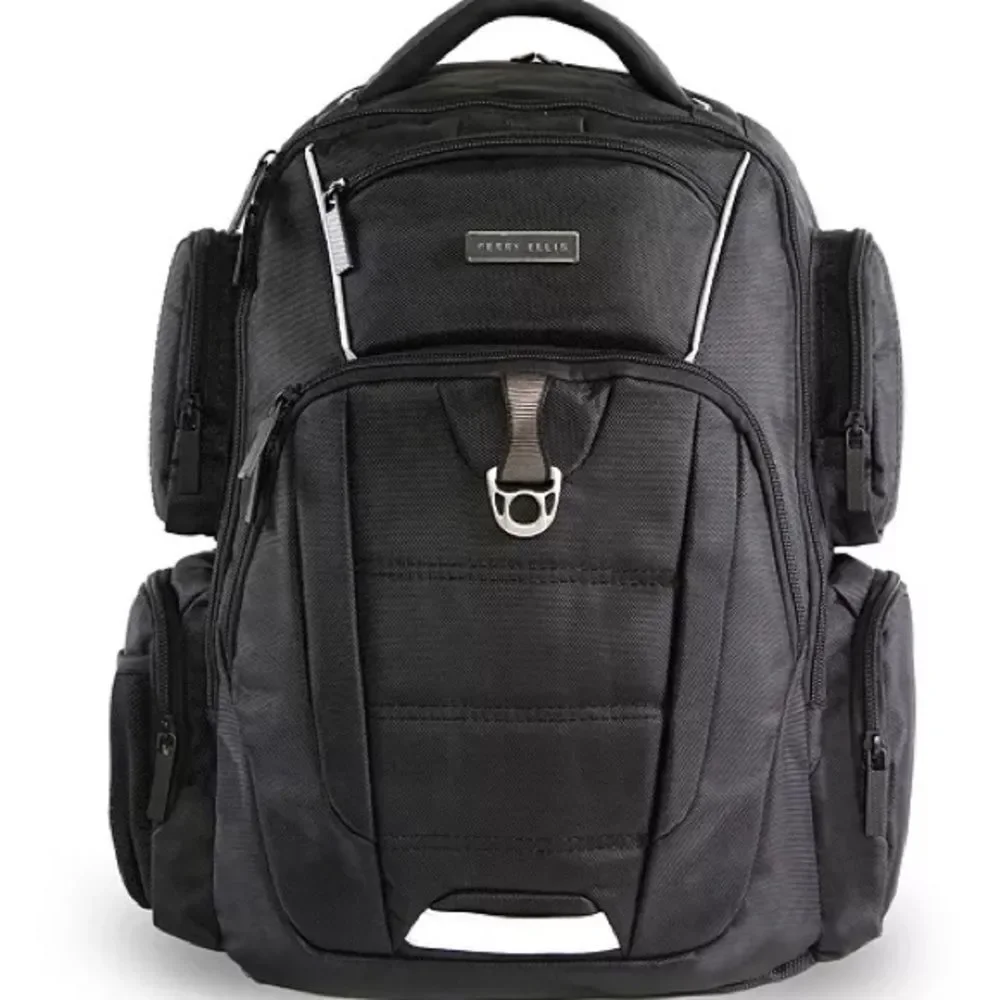 Perry Ellis Black 350 Laptop Backpack- Black travel bag, business bag $160 bag